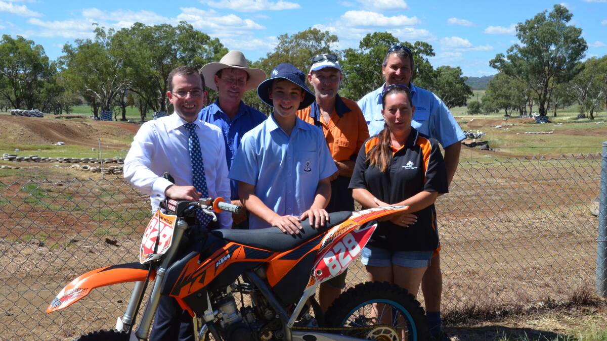 FUNDING: Member for Northern Tablelands Adam Marshall with the president of Inverell Motorcycle Club, James Smith and members Harrison Smith, Jason Brand, Paul George and Tara McIlwraith.