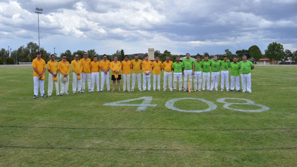 SOLEMN TRIBUTE: Payers from Campbell and Freebairn and Staggy Creek hold a minute's silence in tribute to Phillip Hughes at Varley Oval. Hughes was the 408th cricketer to play Test cricket for Australia. PHOTO by HAROLD KONZ