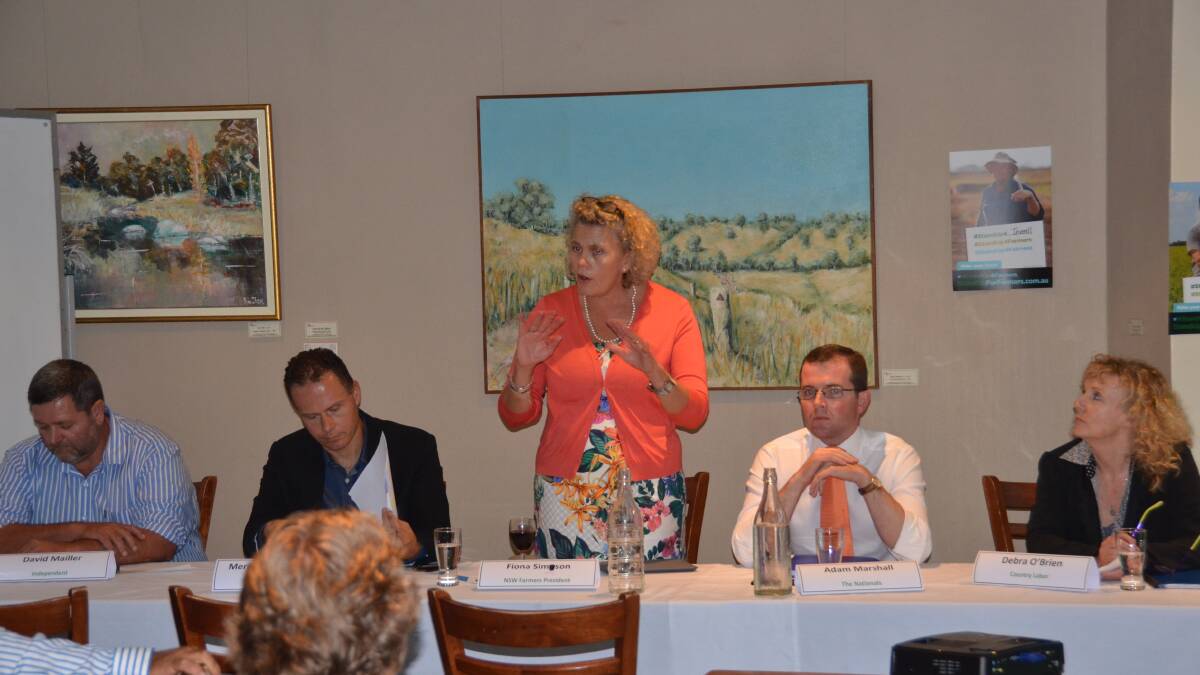 NSW Farmers president Fiona Simson with the four candidates.
