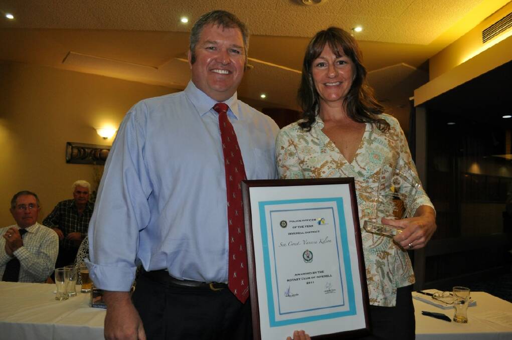 Inspector Rowan O’Brien with the inaugural winner of the Police Officer of the Year Vanessa Kelson in 2011.