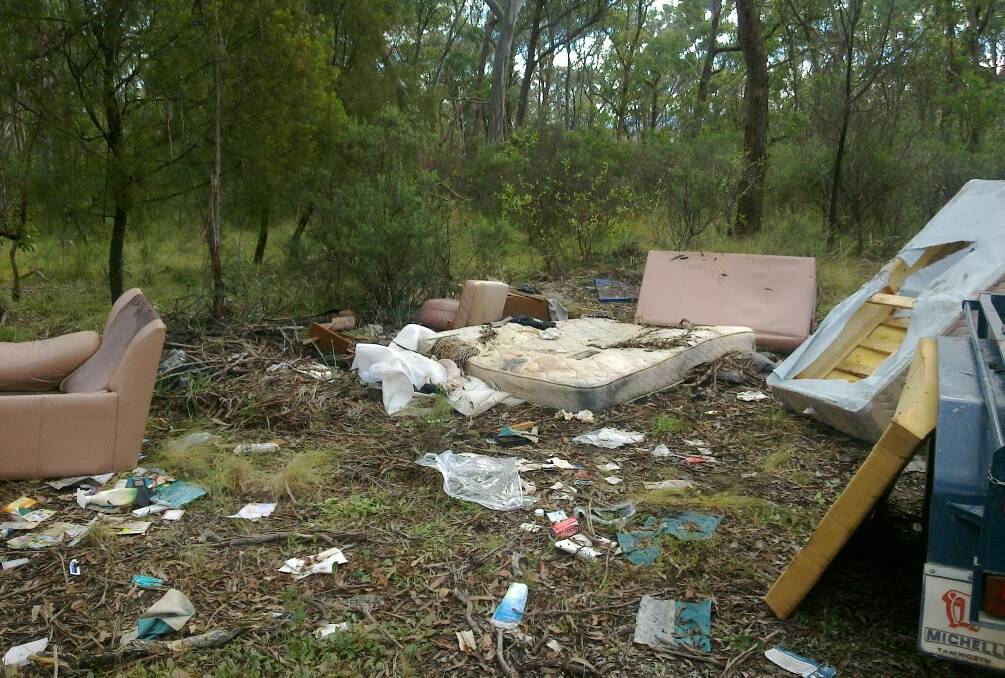 Traveling Stock Reserve illegally littered with rubbish.