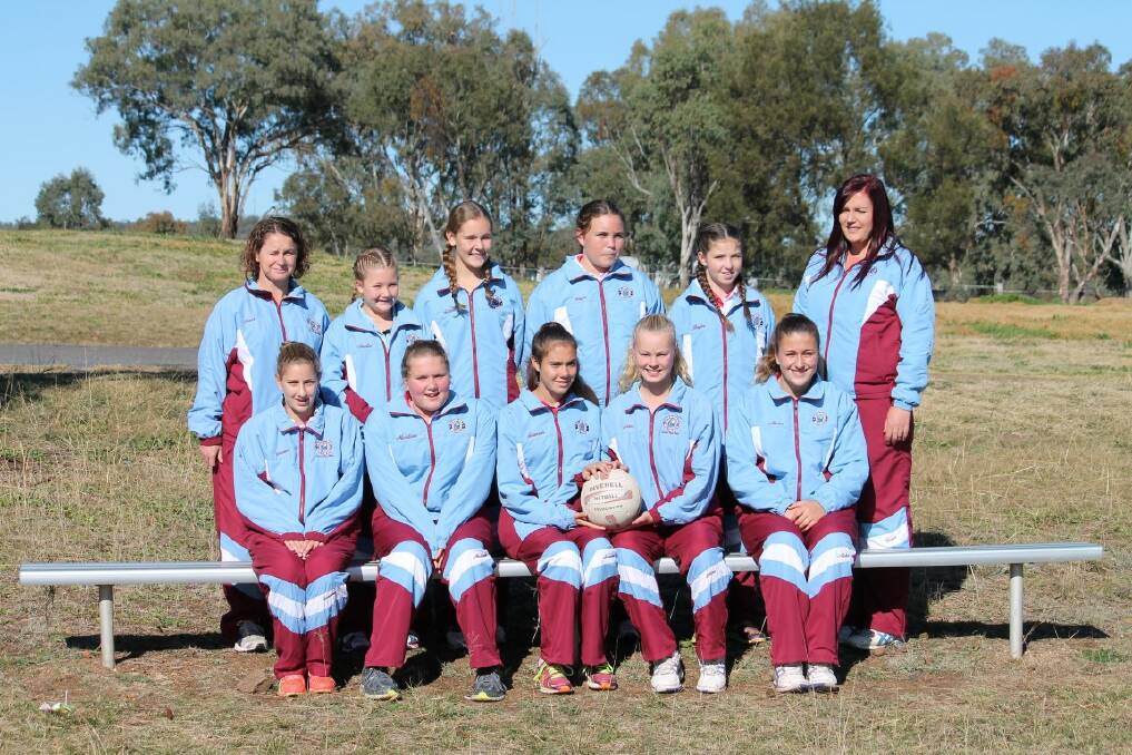 UNDER 14s:  (back l-r) Marlene Thompson (assistant coach), Millie Green, Sienna Smith, Kayla Sims, Haylee Wyndham and coach Grace Kennedy (front) Gianna Migheli, Maddi Lott, Shaneah Leece, Chloe Thompson and Alisha Sleeman are on their way to Windsor in Sydney to compete against the best teams in the state.