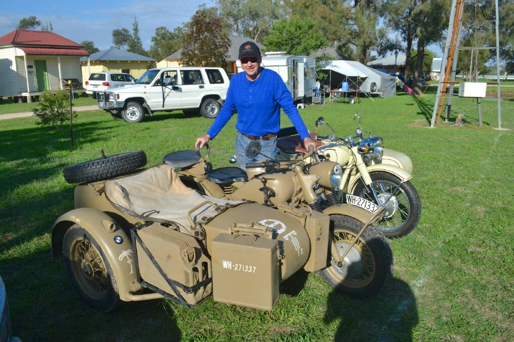 Kent Erwin with his german Army 1941 BMW R75. The morotbike is its original army colour. DSC_8481