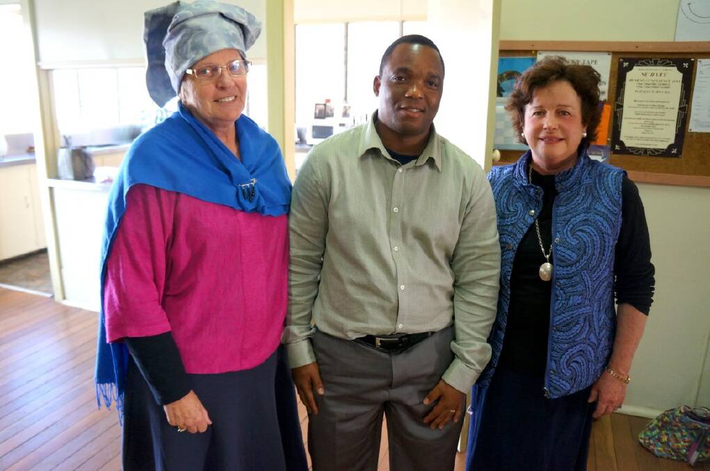 SHARING: Gwydir group president Gail Kirby with the CWA International Day speakers Botoka Motsumi and Peta Blyth.