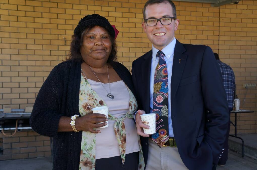Inverell Aboriginal poet Esther Gardiner with Northern Tablelands MP Adam Marshall at the Tingha NAIDOC celebrations.
