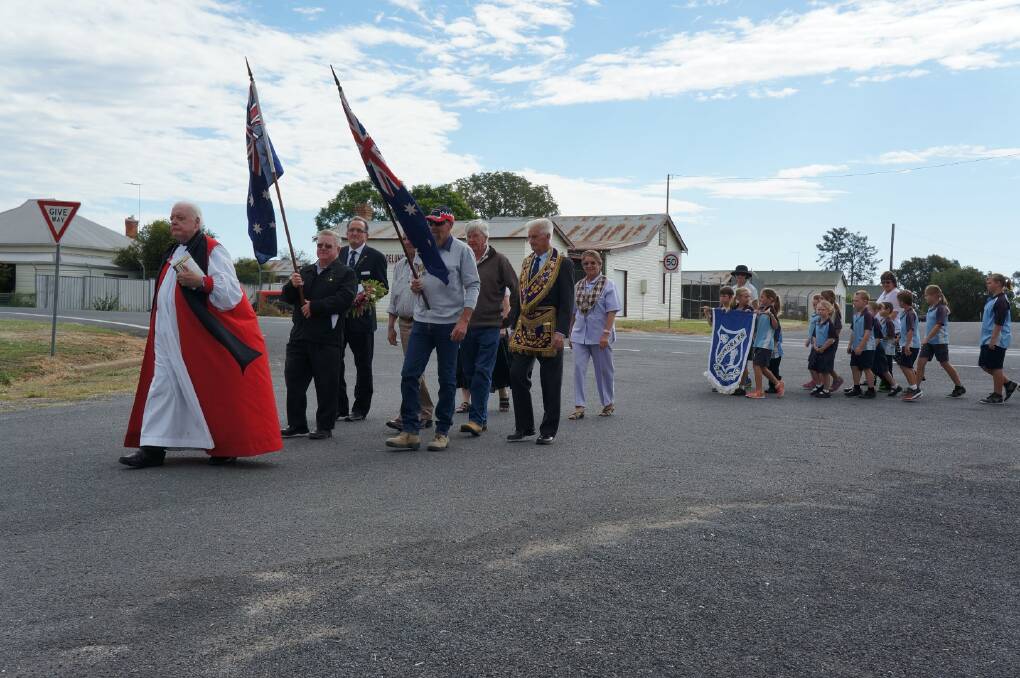 The Delungra Anzac Day march began, led by Bishop Michael Pope. Pic 10