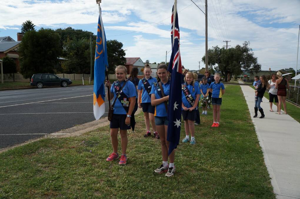 The Delungra Girl Guides assembling for the march. Pic 7