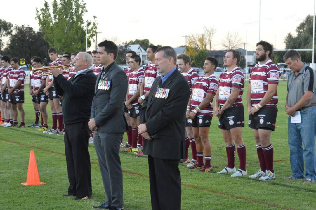 CEREMONY: Lee Evans played the Last Post, Keenan Shepherd presented the A grade side with thier jumpers for the game and Chris Reeves read the Ode.