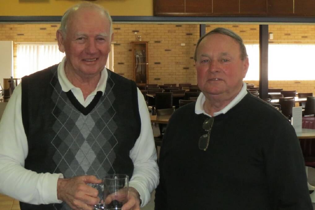 WINNER: Alan Browett with Veteran Golfers Monthly Mug president Tony O’Shannessy

