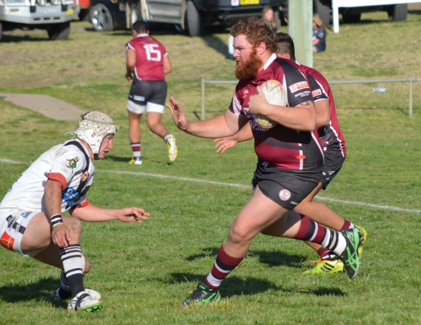 RARE MOMENT: Brenden Crichlow charges into the Glen Innes line during their successful bid for a grand final spot on the weekend.
