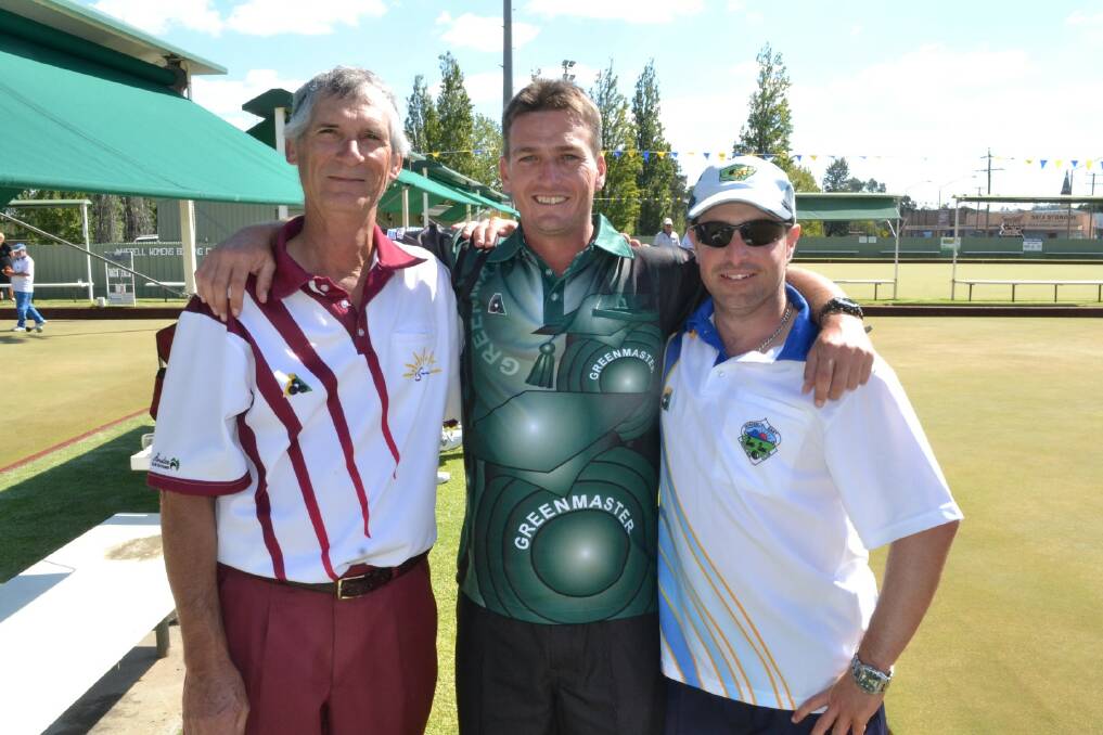 A WINNER OR TWO: Russell Berghofer (one of the pairs winners) with Brendon Baker won (singles winner) and Clayton Rogers.