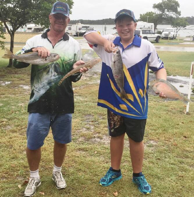 Peter & Will McLachlan with a sample of their catch at Iluka.