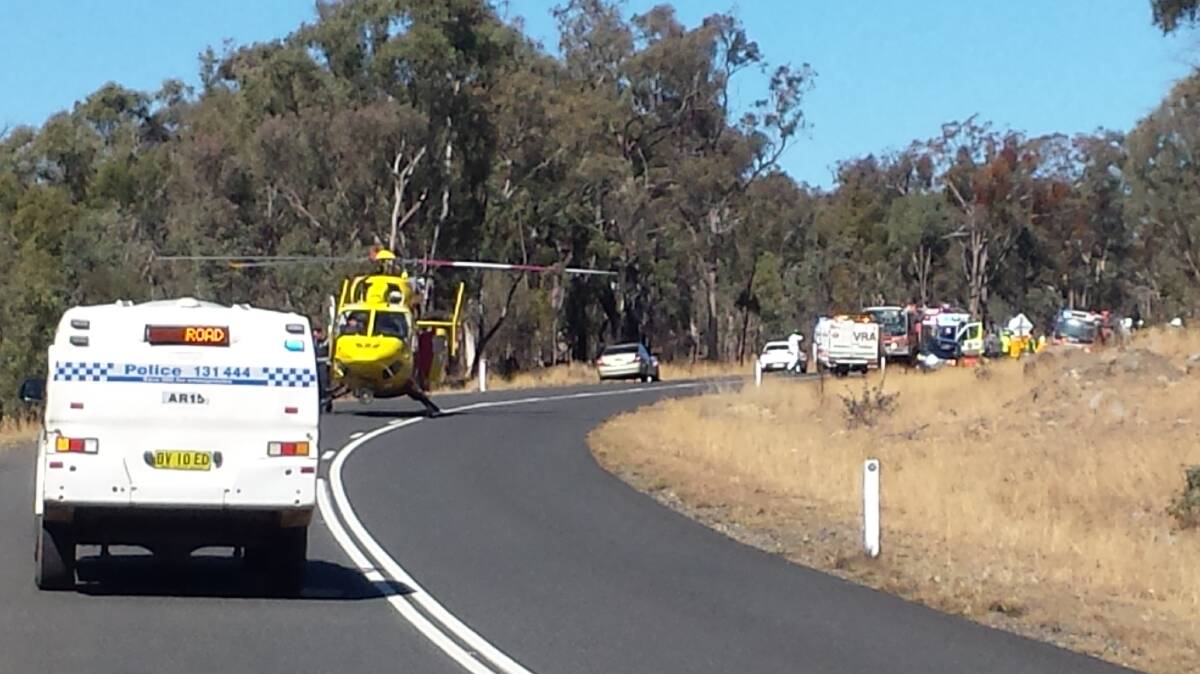 Westpac Rescue Helicopter attended the scene in Bundarra this morning. Photo by Simon McCarthy