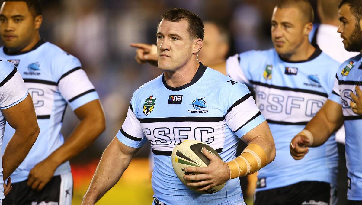 Paul Gallen of the Sharks makes his return from injury as he warms up before the round seven NRL match between the Cronulla-Sutherland Sharks and the Sydney Roosters at Remondis Stadium on April 19, 2014 in Sydney, Australia. Photo: Mark Nolan/Getty Images.