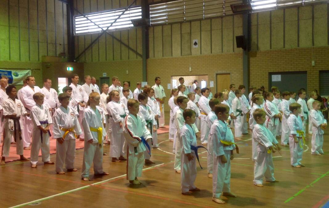 Koshiki participants line up on the mat for the commencement of the Country Chamionships hosted by Sensei Nick King.