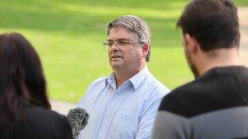 Wagga Wagga City Council general manager Peter Thompson addresses the media following revelations hundreds of horses were found slaughtered on a rural property near Wagga Wagga. Picture by Les Smith 