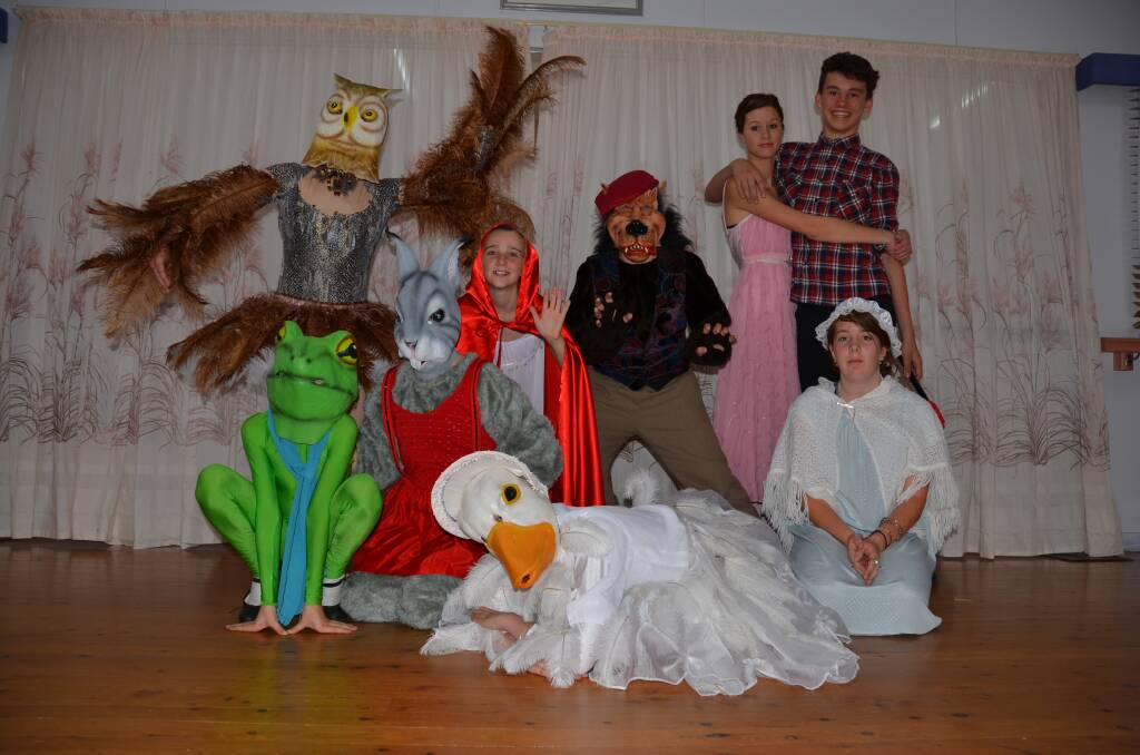 CHARACTERS: Some of the members of the cast of Little Red Riding Hood show off their costumes.