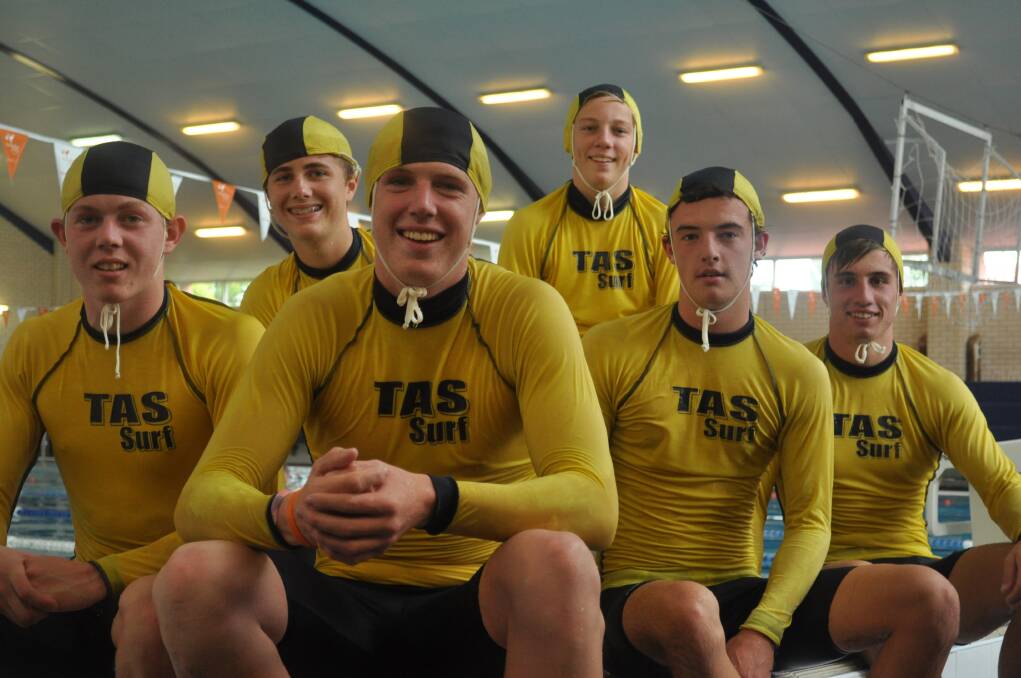 Tom Lane (second from left) with other surf lifesaving students