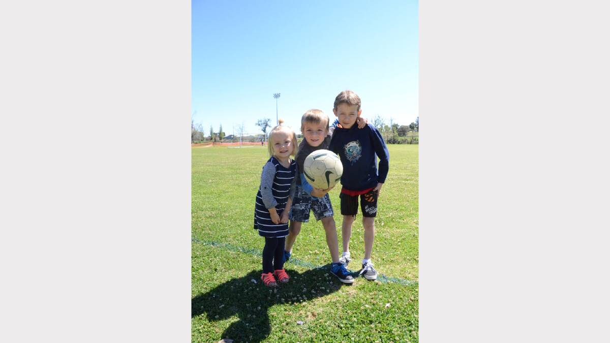 Young talent on the sidelines with Ruby and Aiden Chorley of Gunnedah and Billy Besford of Muswellbrook who plays for the Golden Eagles.