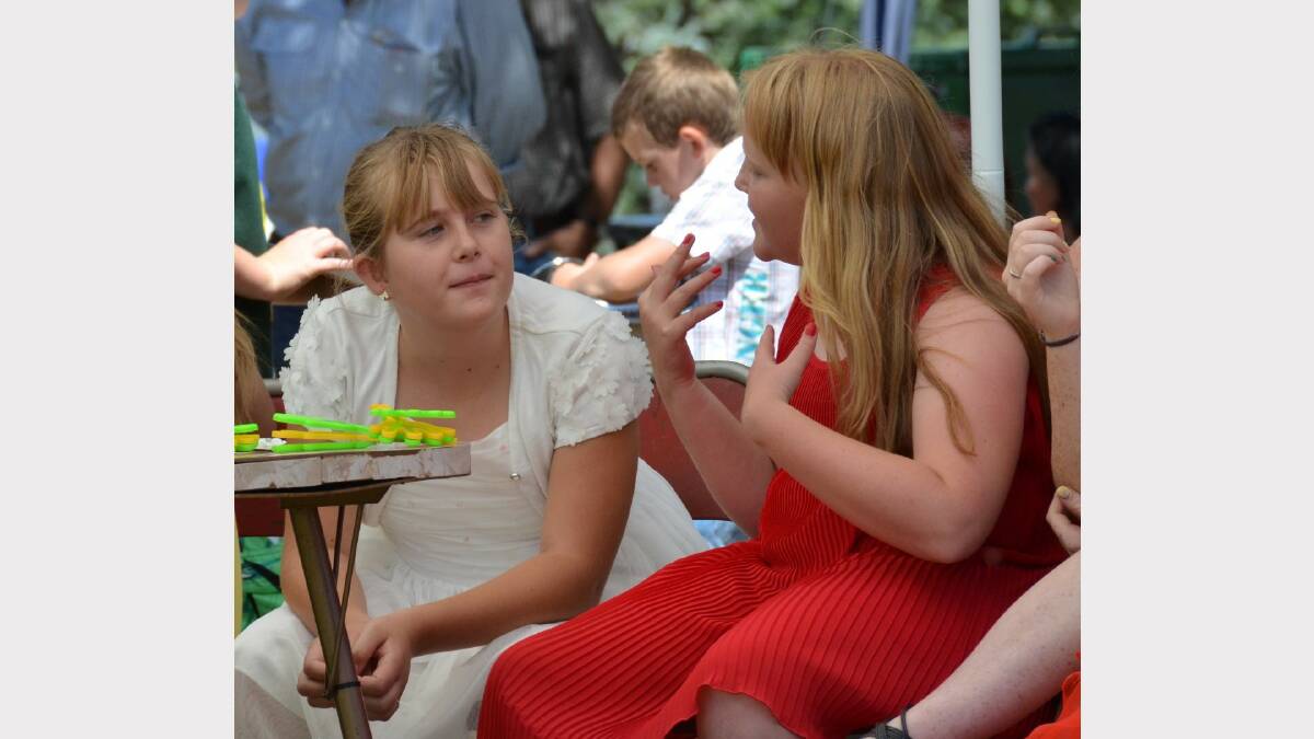 Delungra Girl Guides Sara Croft and Emily Johnson were deep in conversation.