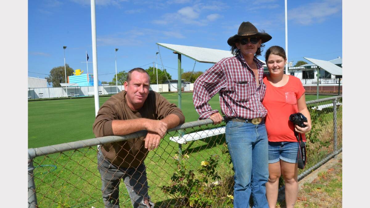 Curb-side view of the Delungra parade: Andrew Carter, Dan Goodwin and Chantell Sly.