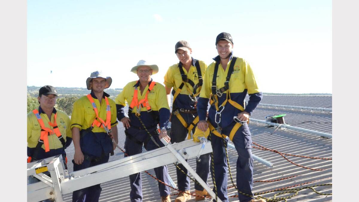 Northhaven Recycling Plant went solar in 2013. Here, workmen from Eco Energy & Solar Solutions - Brett Newton, Nick Bowden, Brett Martin, Joel Griffiths and Troy Stibbard - took to the roof at Northaven to install solar panels.