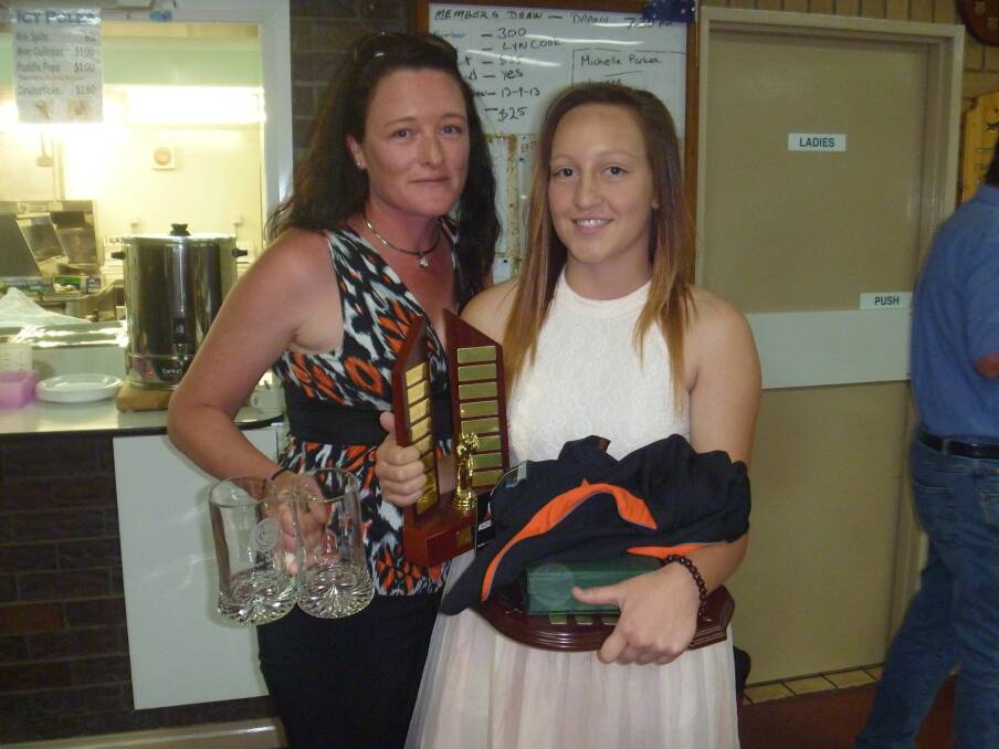 League Player of the Year was awarded to Tahlia Roberts (right) with a proud mum Nicole McIlwain.