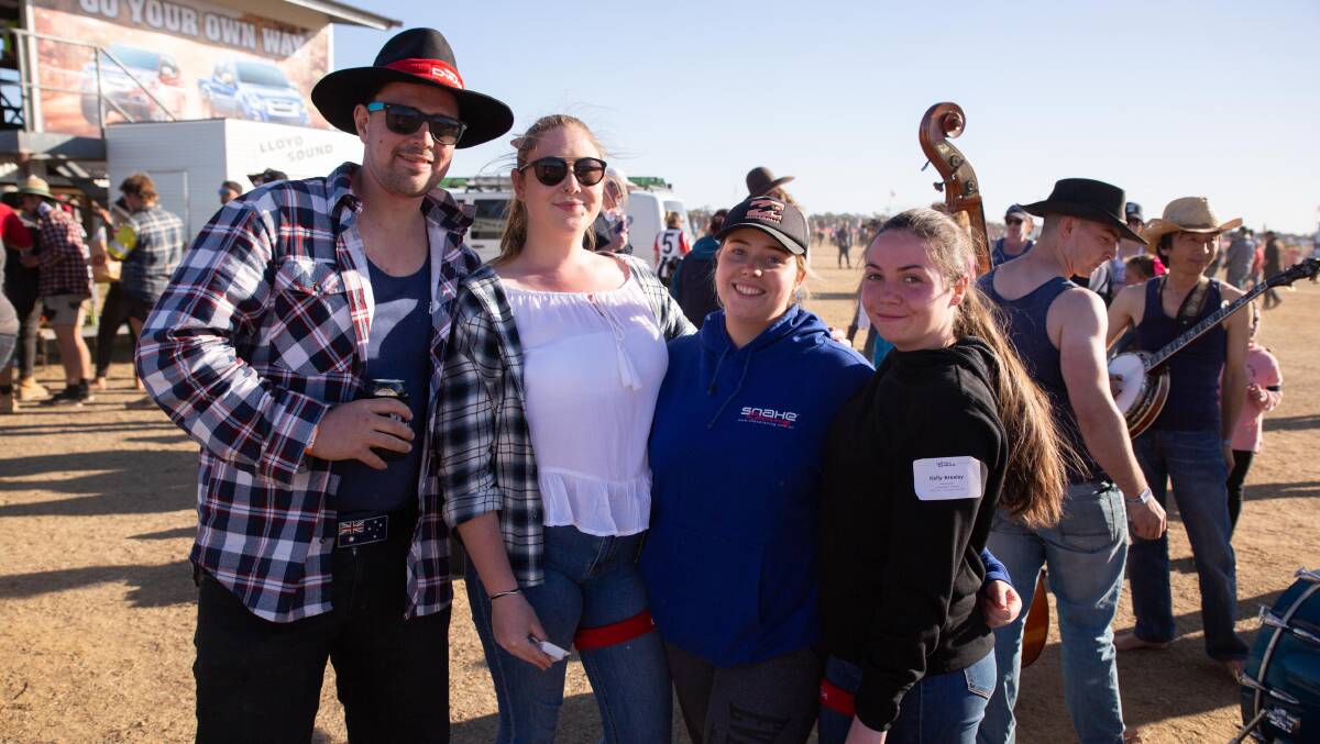 Peter Zuiderwky, Shannon Thompson, Stephanie Carpenter and Kelly Brealey from Wollongong at the 2018 Deni Ute Muster. Picture: File