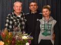 FAMILY TIES: Ray Slywka (left) at his home in Kangaroo Flat with his Ukrainian relatives Stefan and Halyna Nykyforuk. Picture: NONI HYETT 