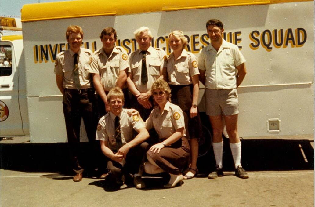 EARLY DAYS: The early days of the Inverell Rescue Squad. (Back) David Turner, David Woodham, Leonie Turner, Des Clark and Doug Lowrey with (front) Frank and Janece Fleming.