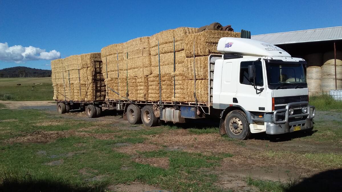 Feed demand: Trucks like this are travelling long distances to source cereal and oaten hay for farmers struggling with dry conditions as feed is brought in from outside NSW.