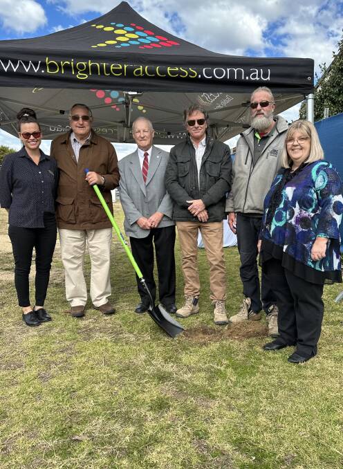 Brighter Access operations manager Lisa Fulton, Cr Stewart Berryman, Brighter Access board chairman John Scoble, project manager Tim Russell, builder John Baker and Brighter Access CEO Tanya Fox during the soil turning ceremony. Picture supplied