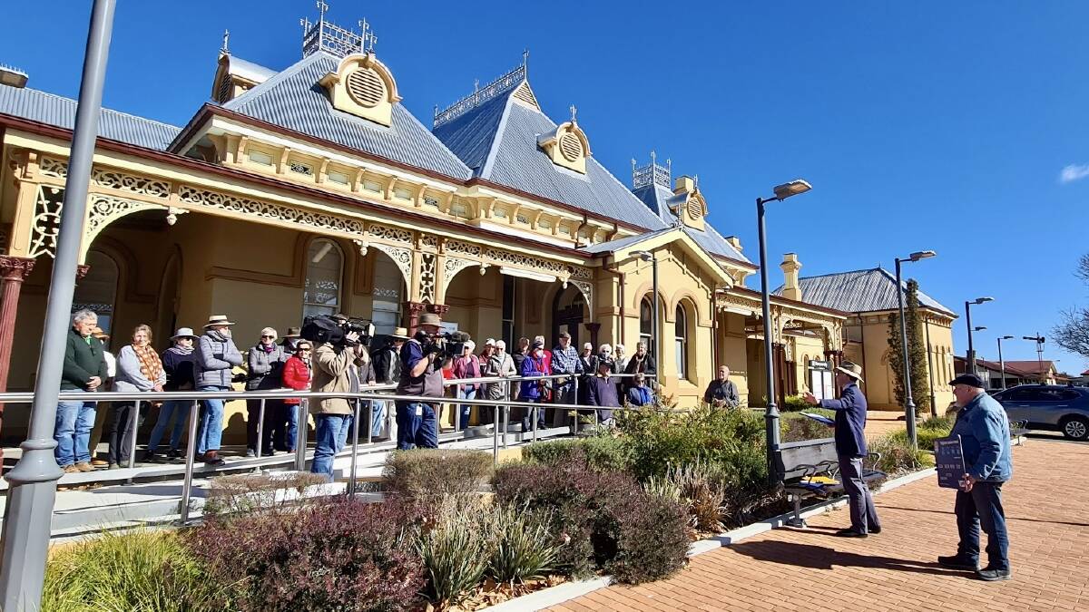 Adam Marshall MP was joined by a group of locals and seniors at Armidale train station on June 15. Picture supplied