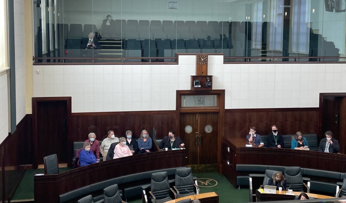 The Kingston residents sit in the public gallery in the House of Assembly on Wednesday. Picture: Adam Holmes