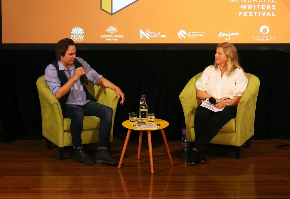Author Trent Dalton, pictured in conversation with Rosemary Milsom in 2022, is one of the voices of the Sydney Writers Festival which will stream live in Inverell. Picture Peter Lorimer. 
