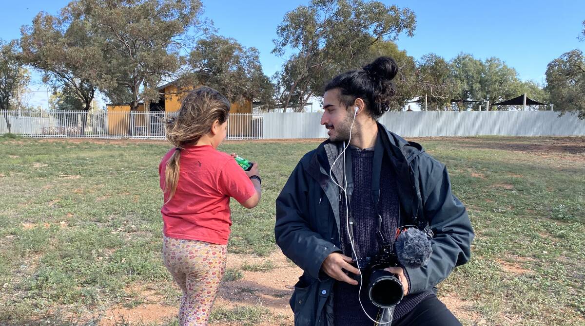 Photographer and videographer Dion Georgopoulos in Wilcannia. Picture: John Hanscombe