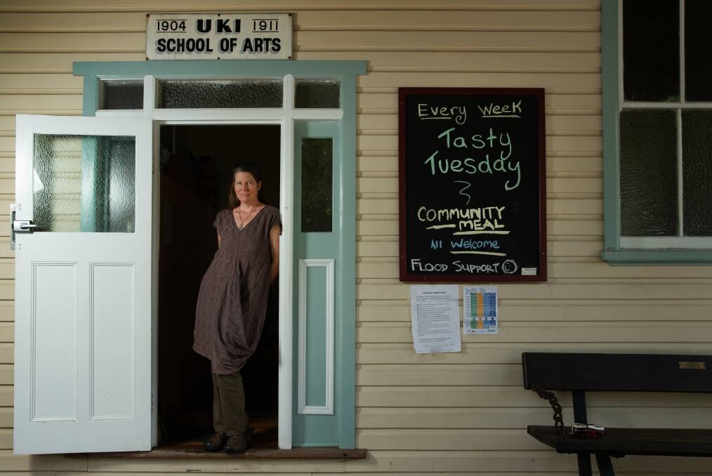 Mel Blor at the flood relief hub in Uki. Photo: Marina Neil.
