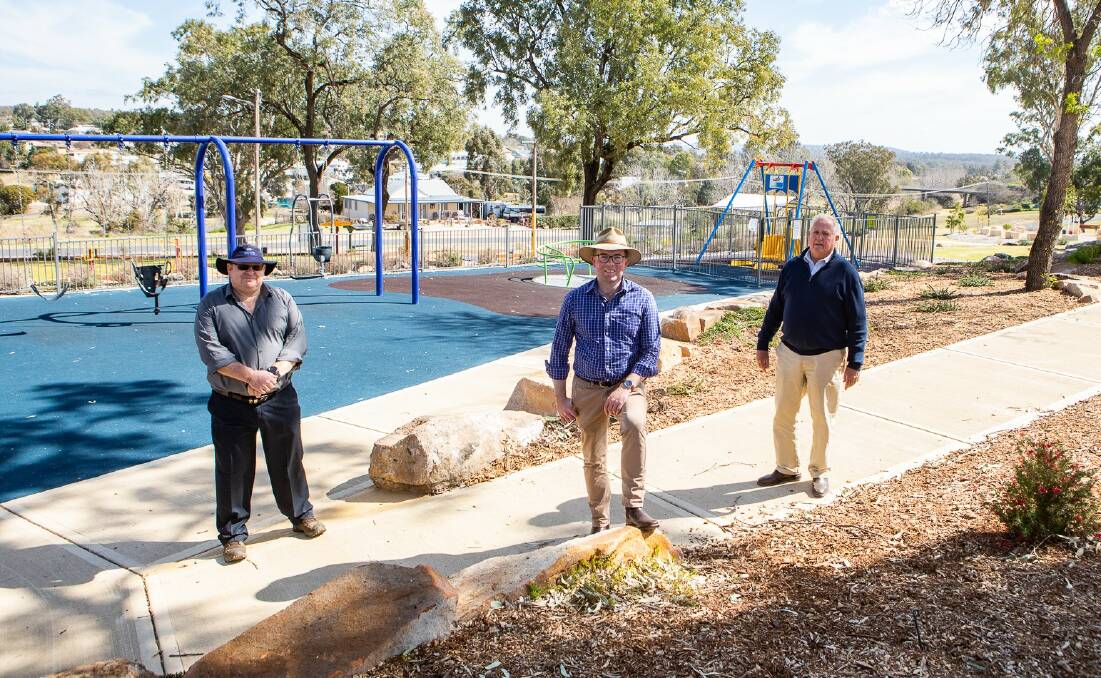 The state governments Drought Support Program connects Warialda and Bingaras CBDs to popular public parks with Gwydir Shire Council project manager Carl Tooley, Northern Tablelands MP Adam Marshall and Gwydir Shire mayor John Coulton.