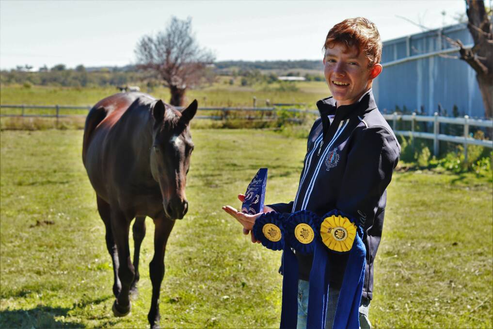 CHAMP: Toby Adams has brought home the title of Reserve Champion boy rider overall and winner of the open under 15 boy at Sydney Royal Easter Show. Photo: Jacinta Dickins