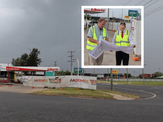 START: Council's project manager Pete Atkinson with director of civil and environmental services Brett McInnes on site of the new roundabout. Photos: Jacinta Dickins