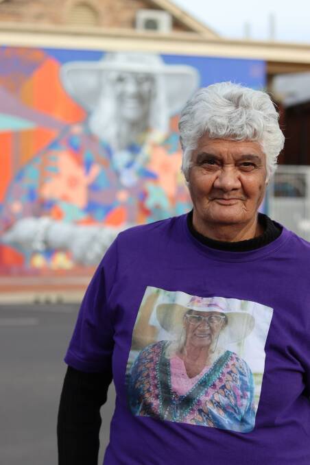 MEMORIES: Daughter Linda Connors, wearing the memorial shirts made for Aunty Elizabeth Connors after her passing mere months ago. Photo: Jacinta Dickins
