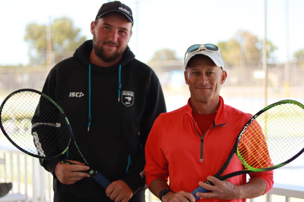 DOUBLED UP: Inverell's Daniel Helsdingen and Brent Reading played doubles together on Monday and lost, however both took home wins with other partners across the tournament at the Inverell Tennis Club. Photo: Jacinta Dickins