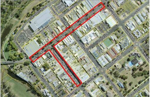 FIRST: This map of the proposed non-smoking areas was put before council at the last ordinary meeting, with another block on Otho Street added after discussion. Photo: Inverell Shire Council