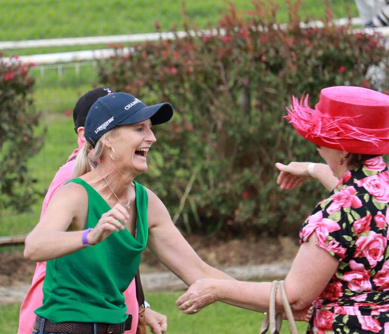 SURREAL: Inverell's Danni Schreck won her first race as owner and trainer on home ground soil with 'Frivolosophy. Photo: Jacinta Dickins