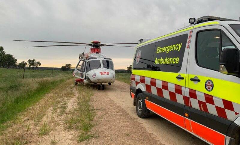 HELP AT HAND: The Westpac Rescue Helicopter airlifted the pair from Inverell airport to Lismore Base Hospital. Photo: Supplied 