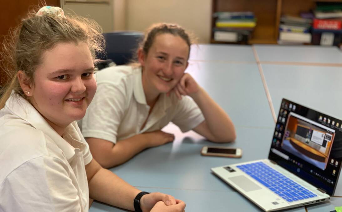 BRAVE NEW WORLD: Rachel Coulton and Jackie Woodward from Warialda High School in one of their virtual forums