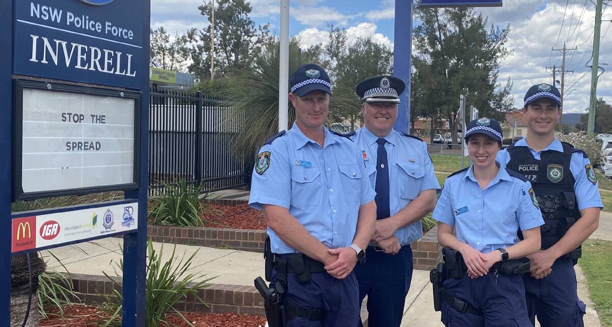 ON THE BEAT: Probationary Constable John Gilbody, Chief Inspector Rowan O'Brien, Probationary Constable Paige Berthold and Probationary Constable Jack Butler. Photo: Supplied.