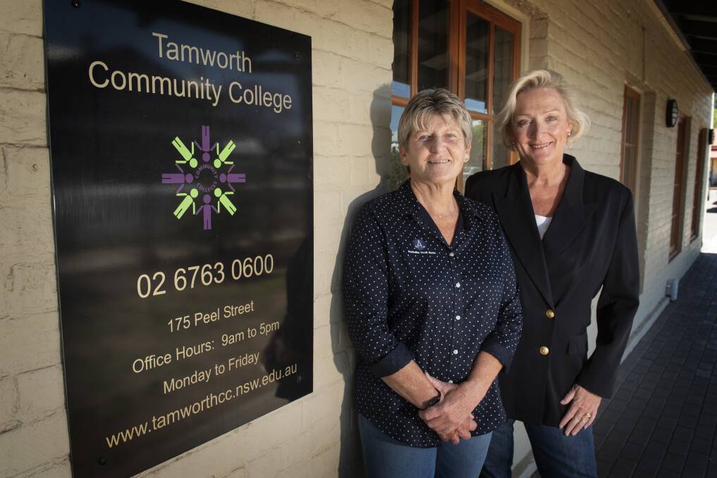 SPEAKING FROM EXPERIENCE: Cheryl Wilson and Tamworth Community College executive officer Michelle Simpson. Mrs Wilson is a trainer at the college and will run a career course for farmers in Bingara next week. Photo: Peter Hardin 061119PHB006