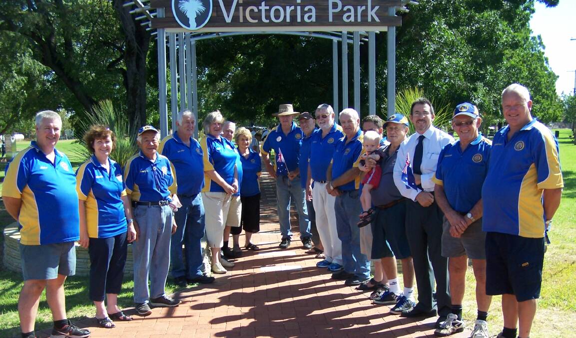 MAKING THINGS HAPPEN: Inverell MacIntyre Lions Members pictured at the Citizen of the year path in Victoria Park where they celebrate the laying of a brick every year for the Citizen of the Year.