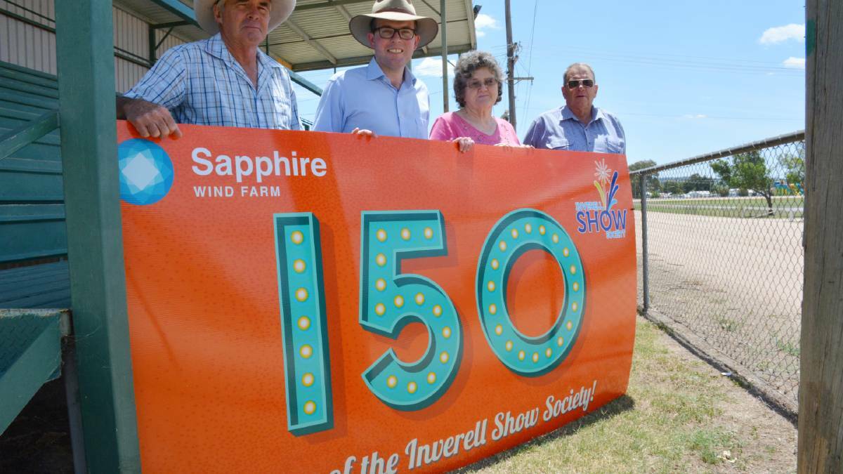 MONEY BOOST: Northern Tablelands MP Adam Marshall unveils funding of $15,000 for this year’s show. The money will be used to buy new rubber matting.